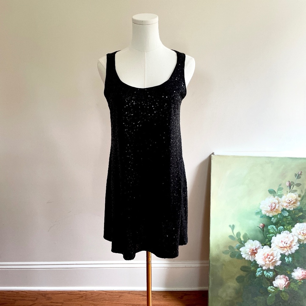 Eileen Fisher All Over Sequin Womens Silk Tunic Top Small Glam Cocktail Evening